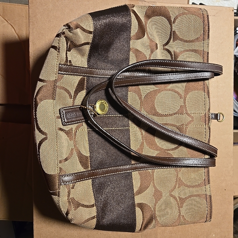 Coach Tan and Brown Signature Tote